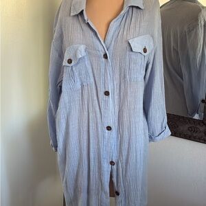 Dotti gauze, Blue Cotton Shirt Dress or jacket. Size medium good condition.